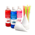 Nostalgia Electrics Premium 16 Oz Snow Cone Syrups, Cups and Spoon-Straws Party Kit