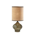 Adesso Emma Table Lamp, 22-1/4inH, Rattan Shade/Dark Green Base