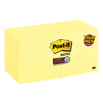 Post-it Super Sticky Notes, 3 in x 3 in, 16 Pads, 90 Sheets/Pad, 2x the Sticking Power, Back to School Supplies for Students, Sticky Notes for Textbooks and Notebooks, Canary Yellow