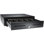 apg Genesis Cash Drawer - USD 5 Bill - 5 Coin - 2 Media Slot - Stainless Steel, Plastic - Black - 4.3in Height x 16.2in Width x 18.3in Depth