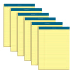 TOPS Double Docket Writing Pads, 8 1/2in x 11 3/4in, Narrow Ruled, 100 Sheets, Canary, Pack Of 6 Pads