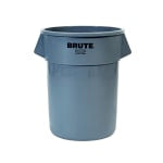 Rubbermaid Commercial BRUTE Round Plastic Refuse Container, 55 Gallon, Gray