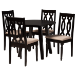 Baxton Studio Heidi Dining Set, 29-15/16inH x 35-7/16inW x 35-7/16inD, Sand/Dark Brown