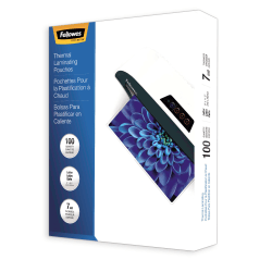 Fellowes Clear Laminating Pouches, 9in x 11 1/2in, 7 Mil Thickness, Glossy, Pack Of 100