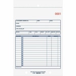 Rediform 2-Part Carbonless Sales Forms - 50 Sheet(s) - Stapled - 2 PartCarbonless Copy - 5.50in x 7.87in Sheet Size - 2 x Holes - Assorted Sheet(s) - Blue Print Color - 1 Each