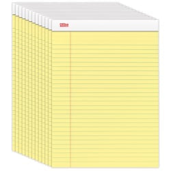 Office Depot Brand Writing Pads, 8-1/2in x 11-3/4in, Legal/Wide Ruled, 50 Sheets, White, Pack Of 12 Pads