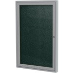 Ghent 1 Door Enclosed Vinyl Bulletin Board, Satin Aluminum Frame, 24inH x 18inW, Ebony