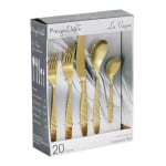 MegaChef La Vague 20-Piece Flatware Utensil Set, Matte Gold