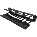 Vertiv 2U x 4in Horizontal Cable Manager, Single-Sided with Cover - Black - 1 Pack - 2U Rack Height - 19in Panel Width - Metal