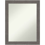 Amanti Art Narrow Non-Beveled Rectangle Framed Bathroom Wall Mirror, 27-1/2in x 21-1/2in, Rustic Plank Gray