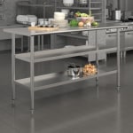 Flash Furniture Stainless Steel Work Table, 34-1/2inH x 60inW x 24inD, Silver