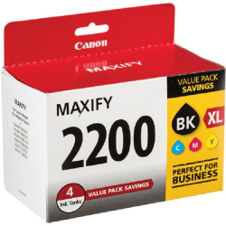 Canon PGI-2200 XL High-Yield Black/PGI-2200 Cyan/Magenta/Yellow Ink Cartridges, 9255B005, Pack Of 4 Cartridges