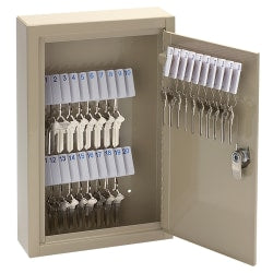 Office Depot Brand High-Security Locking 30-Key Cabinet, 12 11/16inH x 8 1/8inW x 2 1/2inD, Sand