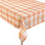 Amscan Fall Printed Fabric Table Cloth, 60in x 104in, Orange Plaid