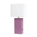 Lalia Home Lexington Table Lamp With USB Charging Port, 21inH, White/Purple