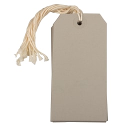 JAM Paper Gift Tags, 4 3/4in x 2 3/8in, Gray, Pack Of 10