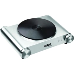 Nesco Single-Burner Electric Cast Iron Hot Plate, 3-1/2inH x 9-3/4inW x 11-3/4inD, Silver