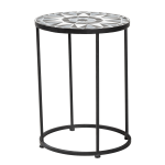 Baxton Studio Kaden Modern And Contemporary Outdoor Side Table, 19-1/8inH x 14inW x 14inD, Black/Multicolor