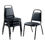 National Public Seating 9100 Series Vinyl Upholstered Banquet Stack Chairs, Midnight Blue/Black, Pack Of 4 Chairs