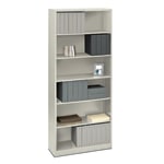 HON Brigade Steel Modular Shelving Bookcase, 6 Shelves (4 Adjustable), 81-1/8inH x 34-1/2inW x 12-5/8inD, Light Gray