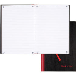 Black n Red Casebound Business Notebook, 9 7/8in x 7in, 96 Sheets, Ruled, Black/Red