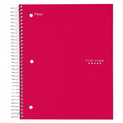 Five Star Trend Notebook, 8 Pockets, 8in x 10 1/2in, 5 Subjects, Wide Ruled, 200 Sheets, Assorted Colors (No Color Choice)