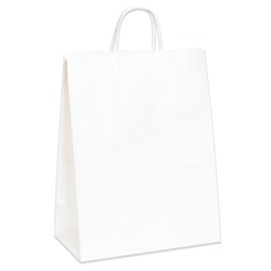 Partners Brand Paper Shopping Bags, 13inW x 7inD x 17inH, White, Case Of 250