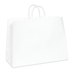 Partners Brand Paper Shopping Bags, 16inW x 6inD x 12inH, White, Case Of 250