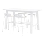 KFI Studios Midtown Bar Height Table With 4 Low Back Bar Stools, White