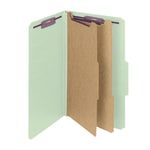 Smead Pressboard Classification Folder With SafeSHIELD Fastener, 2 Dividers, Legal Size, 100% Recycled, Gray/Green