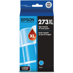 Epson 273XL Claria Premium High-Yield Cyan Ink Cartridge, T273XL220-S