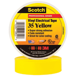 3M 35 Color-Coded Vinyl Electrical Tape, 1.5in Core, 0.75in x 66ft, Yellow, Pack Of 10