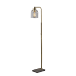 Adesso Bristol Floor Lamp, 55inH, Brown/Antique Brass/Clear