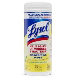 Lysol Disinfecting Wipes, Lemon & Lime Blossom Scent, Tub Of 35