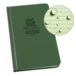 Rite in the Rain Hardcover Notebook, 4 3/4in x 7 1/2in, Universal Rule, 160 Pages (80 Sheets), Green