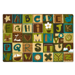 Carpets for Kids KIDSoft Alphabet Blocks Seating Rug, 8" x 12ft, Brown