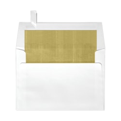 LUX Square Envelopes, 6 1/2in x 6 1/2in, Self-Adhesive, Gold/White, Pack Of 50