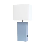 Lalia Home Lexington Table Lamp With USB Charging Port, 21inH, White/Periwinkle