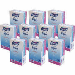 PURELL On-the-go Sanitizing Hand Wipes - Ethyl Alcohol - Safe, Alcohol Based - For Hand - 100 Quantity Per Box - 1000 / Carton