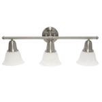 Lalia Home Essentix 3-Light Wall Mounted Vanity Light Fixture, 26-1/2inW, Alabaster White/Brushed Nickel