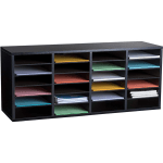 Alpine Adjustable 24-Compartment Literature Organizer, 16-5/16inH x 39-5/16inW x 11-13/16inD, Black