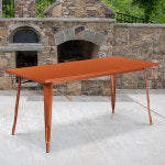 Flash Furniture Commercial Grade Indoor/Outdoor Metal Table, 29-1/2inH x 31-1/2inW x 63inD, Copper