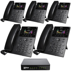 XBLUE QB1 Advanced Business Communications System Bundle With (5) IP8g Telephones, Black