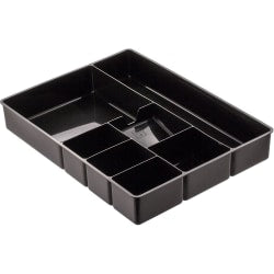 Officemate Plastic 8-Compartment Storage Deep Drawer Organizer Tray, 2 1/4in x 15 1/8in x 11 1/2in, Black