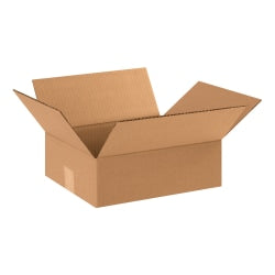 Partners Brand Flat Corrugated Boxes, 12in x 10in x 4in, Kraft, Pack Of 25