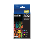 Epson 802 DuraBrite Black And Cyan, Magenta, Yellow Ink Cartridges, Pack Of 4, T802120-BCS