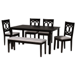 Baxton Studio Bennett Dining Set, 29-3/16inH x 59-1/16inW x 37-7/16inD, Gray/Dark Brown