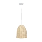 Elegant Designs Elongated Coastal Dome Pendant, 10inW, Natural Shade/Natural Base