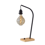 Adesso Wren Exposed Bulb Table Lamp, 21inH, Natural/Black