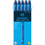 Rediform Schneider Slider Memo XB Ballpoint Pens, Extra Broad Point, 1.4 mm, Blue Barrels, Blue Ink, Pack Of 10 Pens